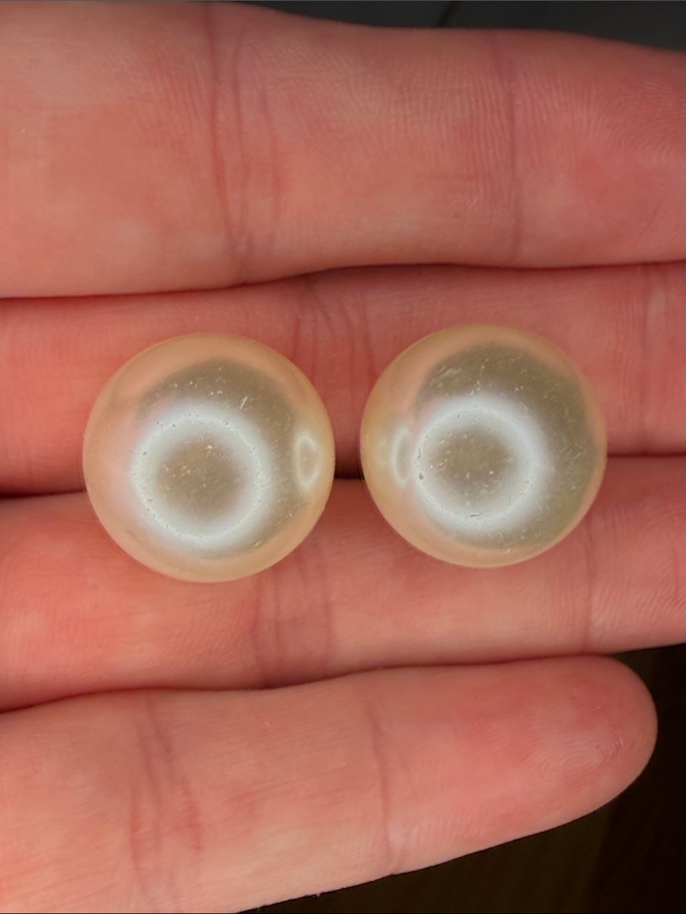 Classic Round Pearl-Effect Button Earrings in Cream